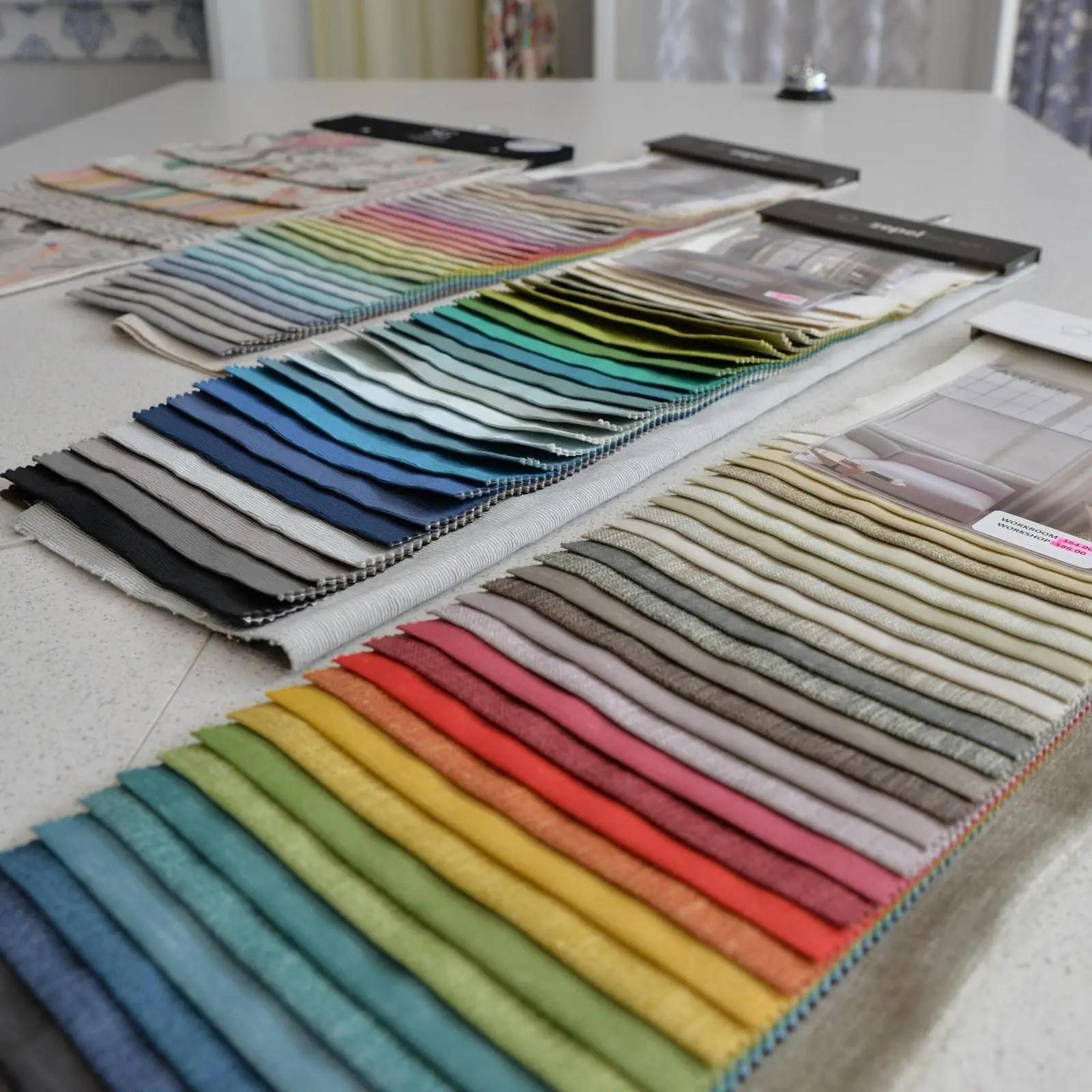 Curtain and blind fabric samples for window furnishing research