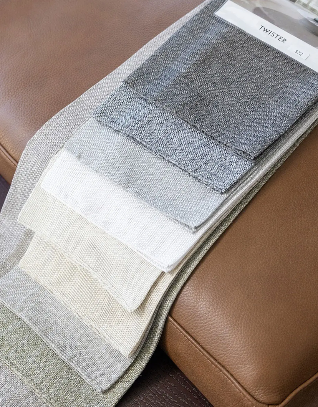 Coordinated soft furnishing samples and decorative fabric details